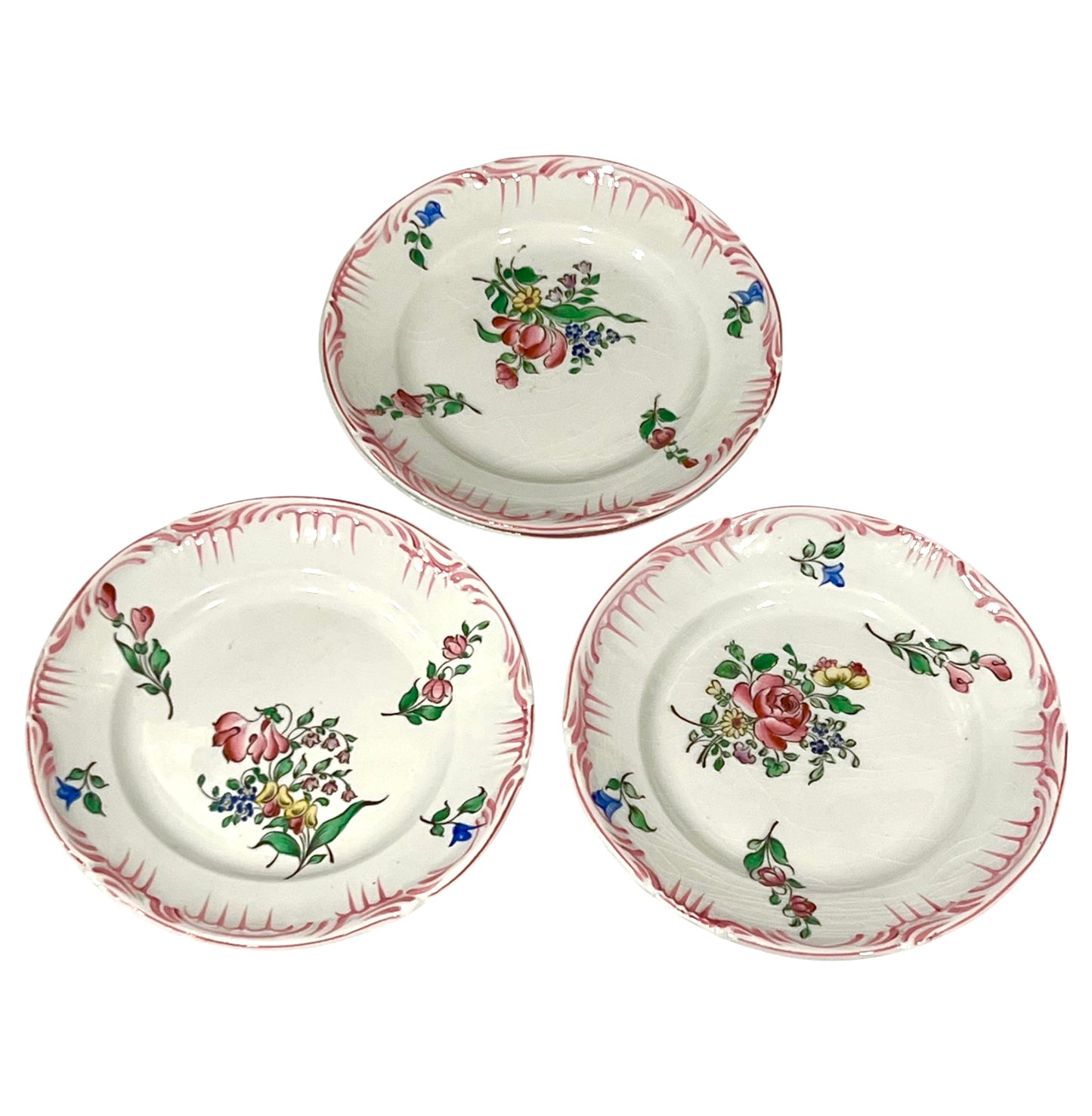 Set of 4 Antique Luneville Plates