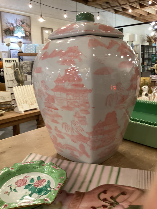Pink & White Ginger Jar
