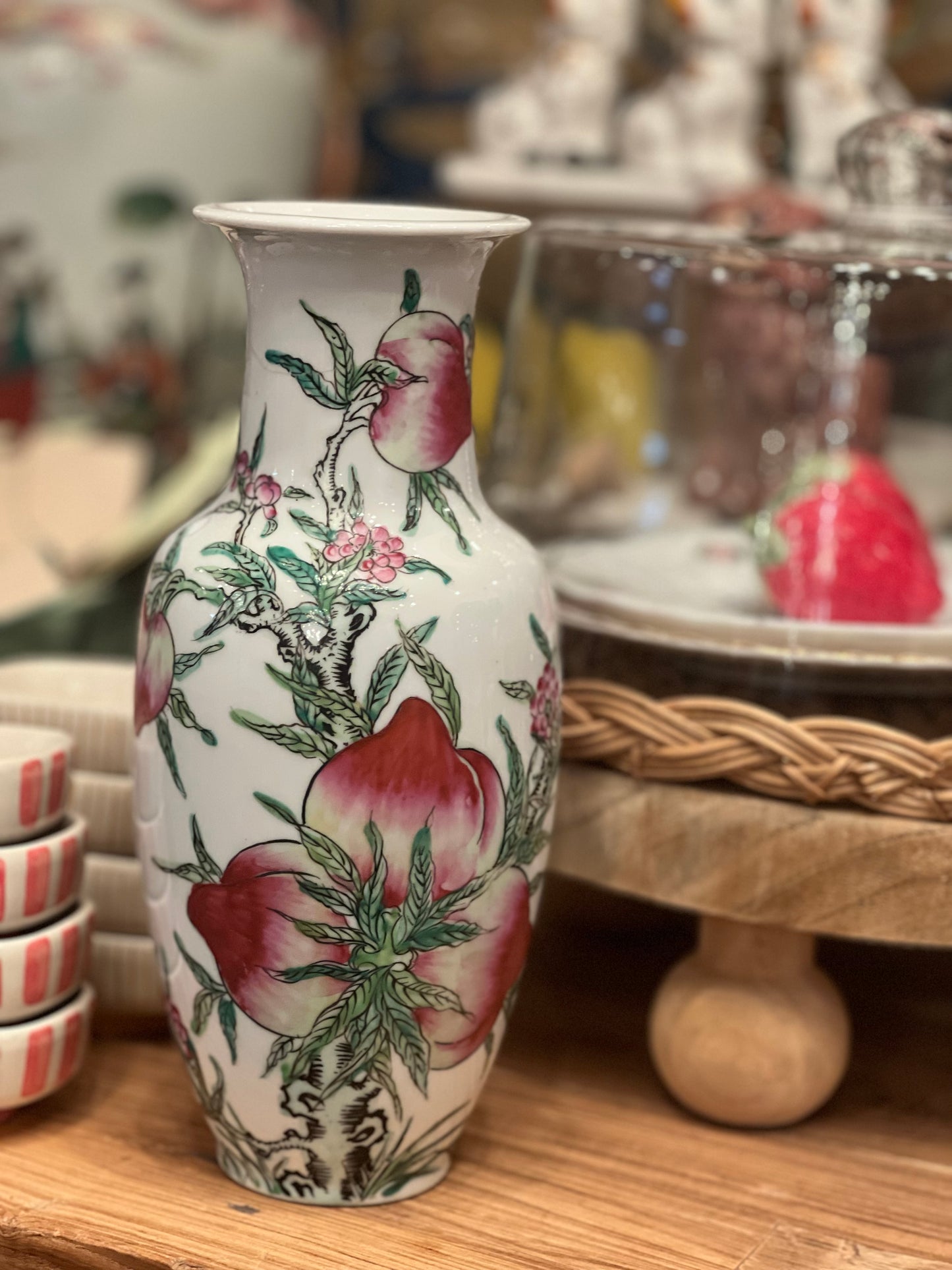 Vintage Floral & Peach Vase : As Is