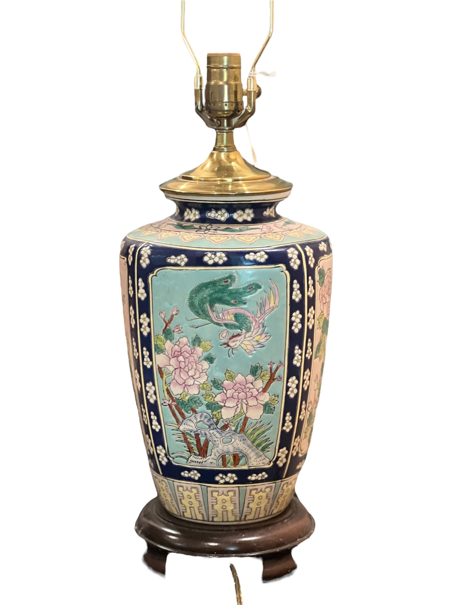 Vintage Famille Porcelain Lamp