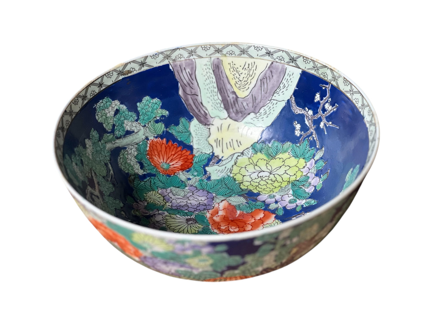 Vintage Blue Floral Famille Bowl