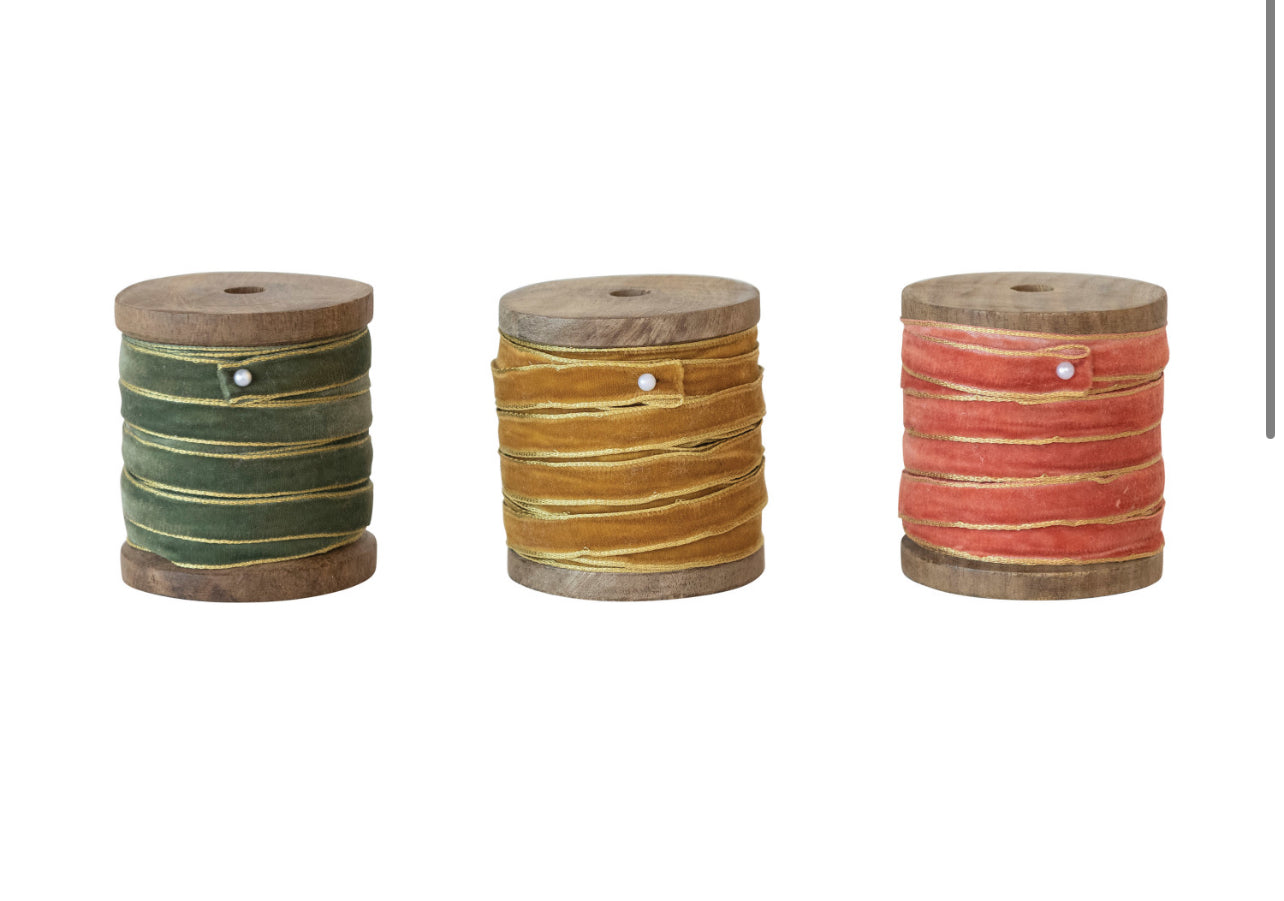 10 Yard Velvet Ribbon with Gold Edge