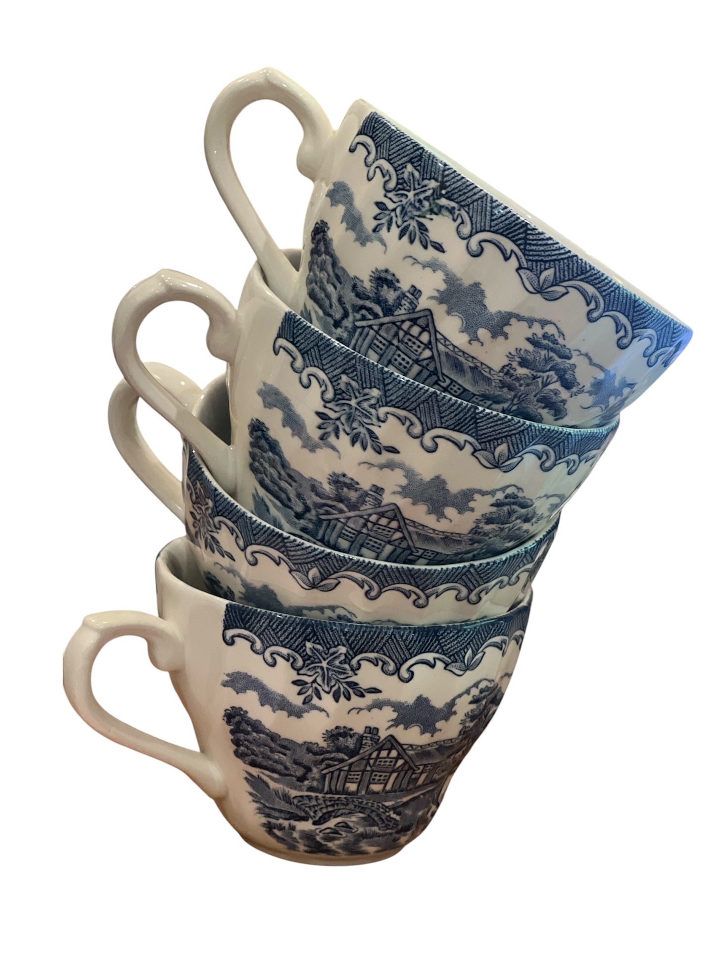 Vintage Blue & White Teacups