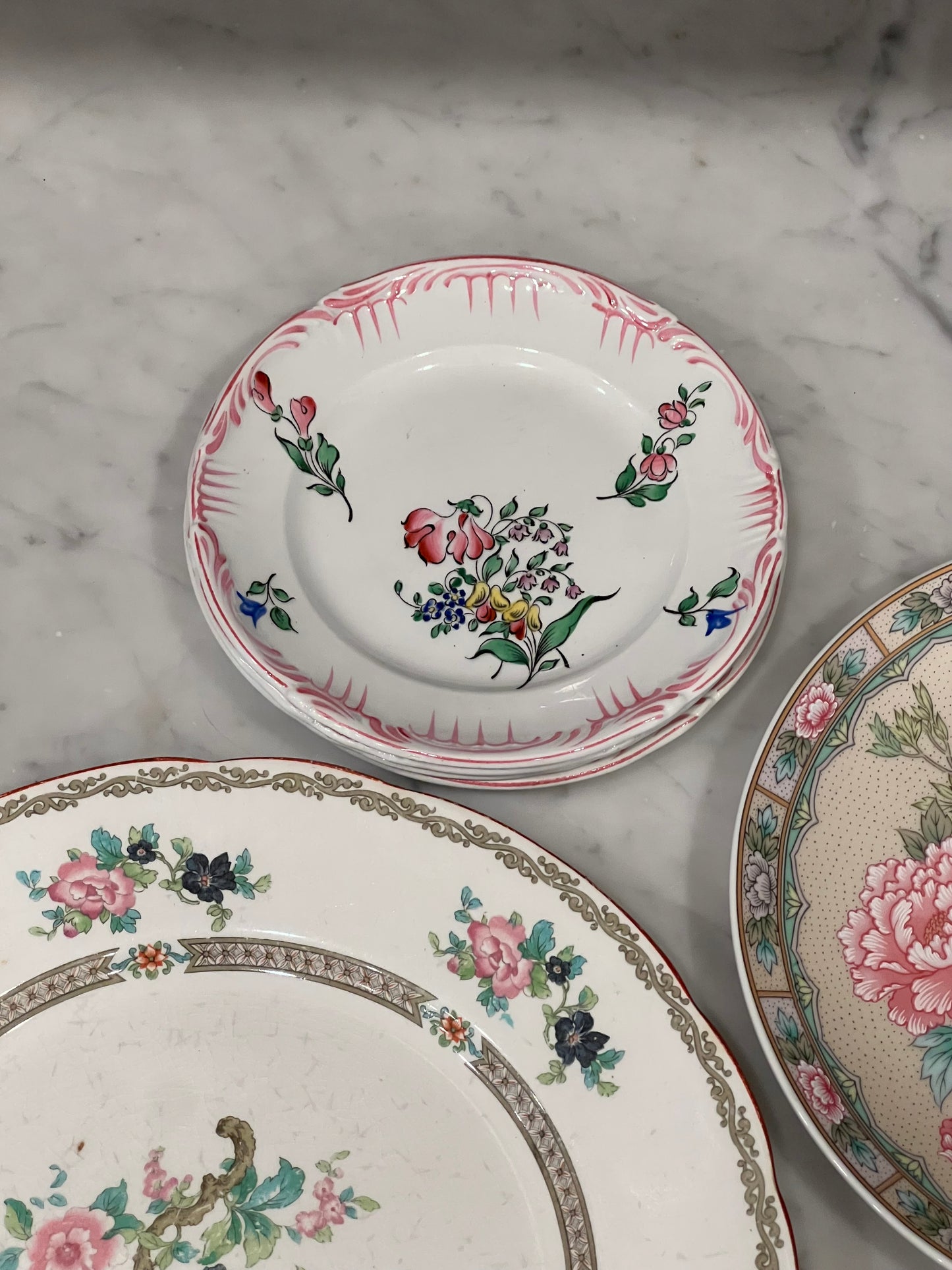 Set of 4 Antique Luneville Plates