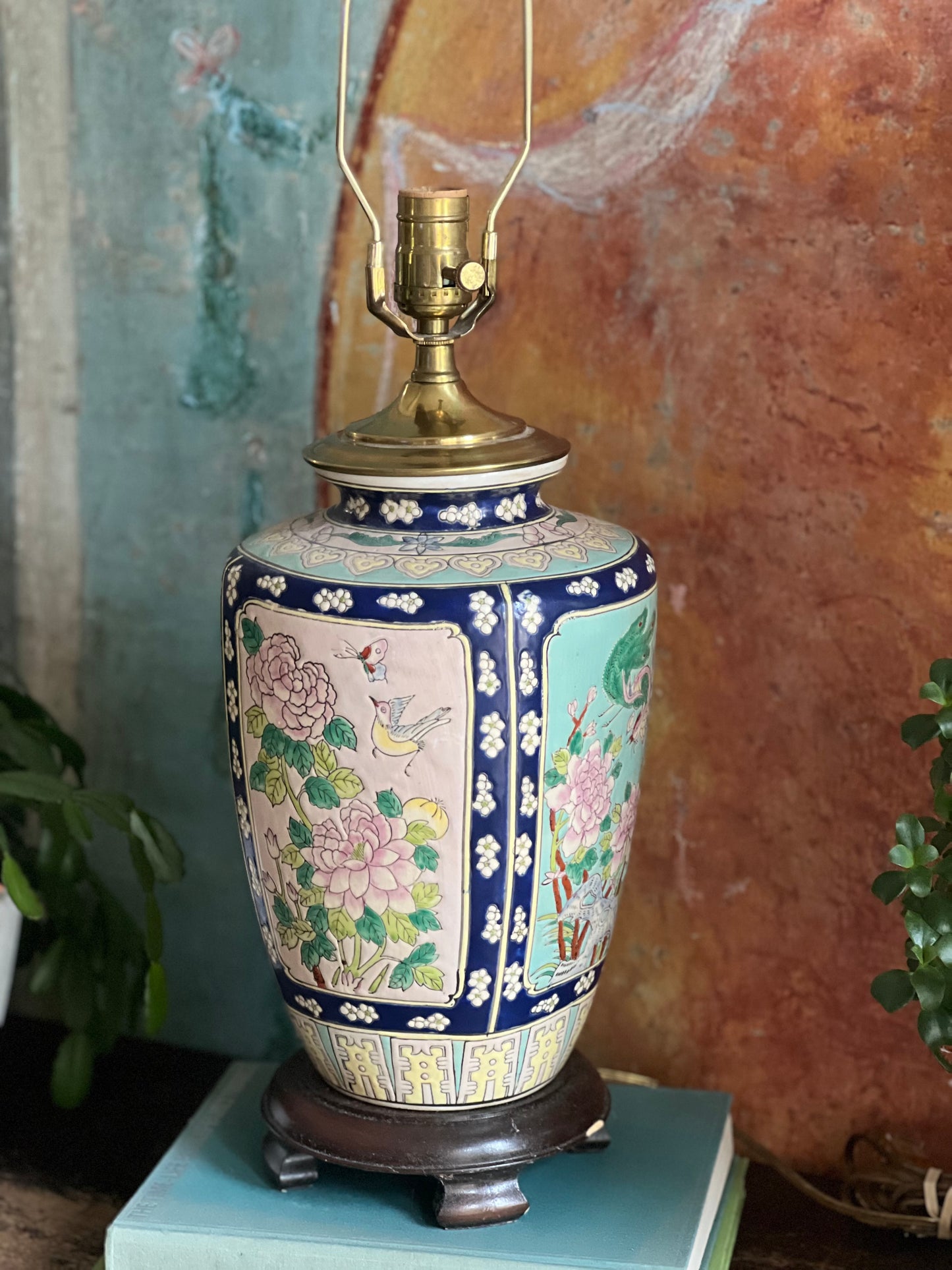 Vintage Famille Porcelain Lamp