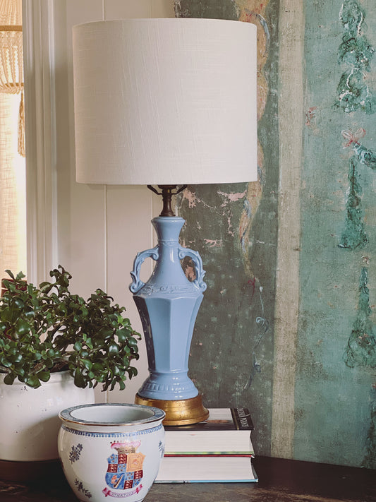 Blue Trophy Lamp w/ Lampshade