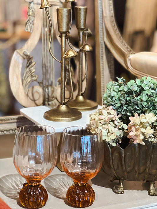 Footed Drinking Glass: Rust Ombre