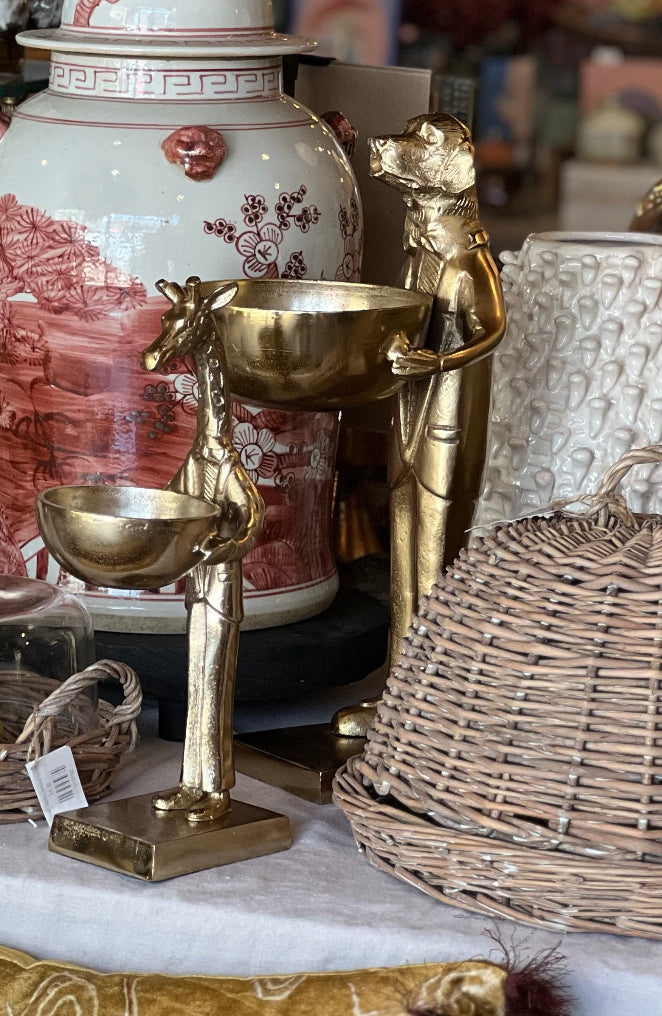 Gold Giraffe Standing Bowl