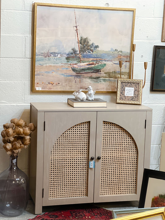 Modern Arched Cabinet in Whitewash