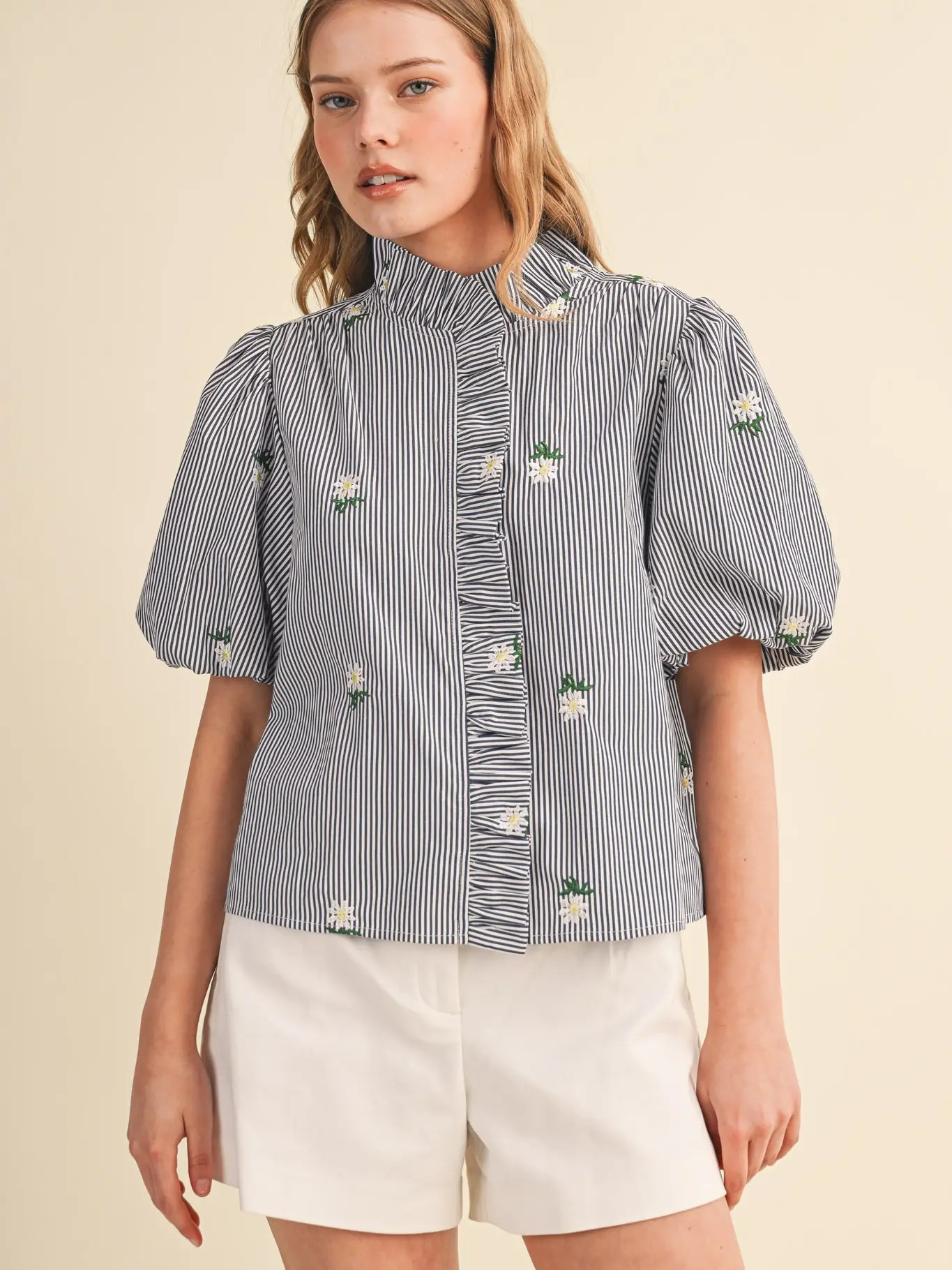 Petal & Pin Stripe Top