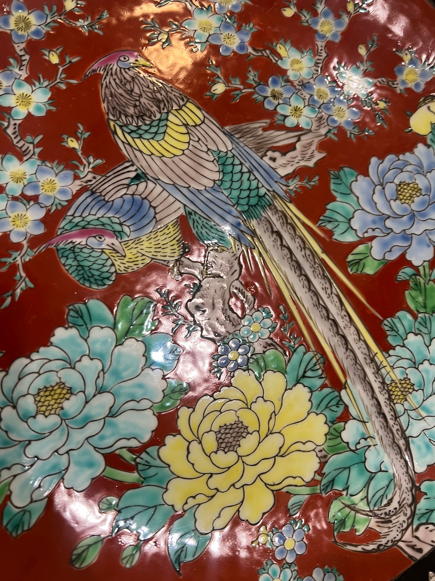 Antique Hand Painted Japanese Serving Platter