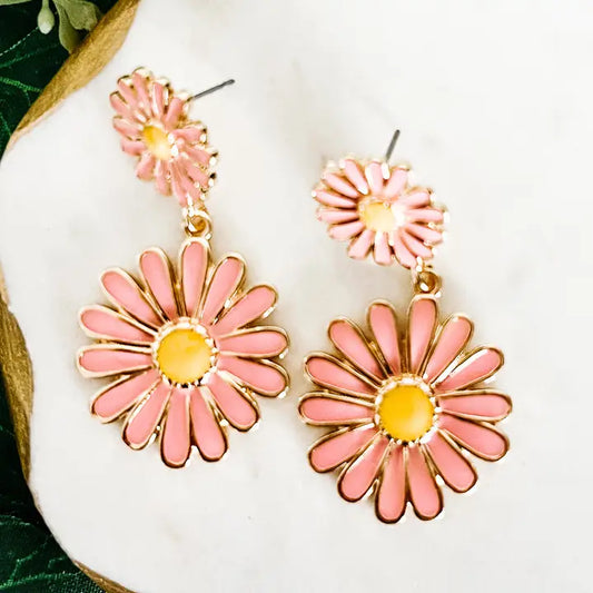 Pink Flower Earrings