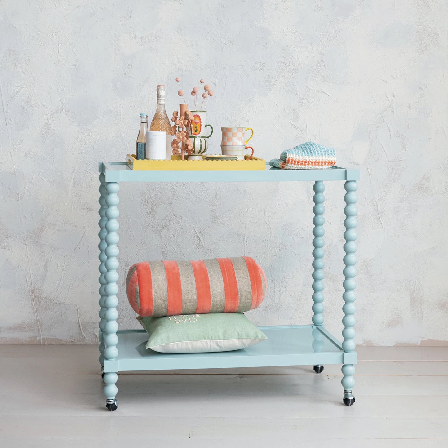 Lacquered Bobbin Bar Cart