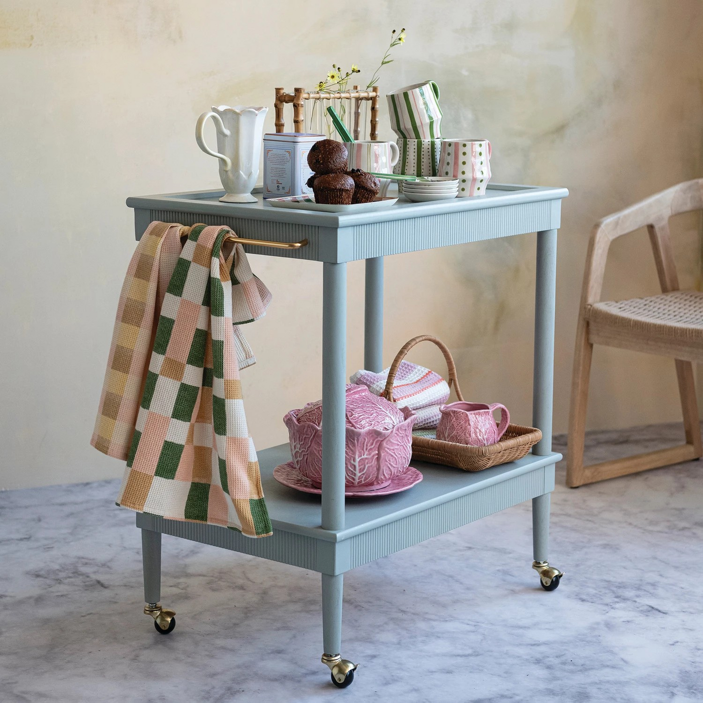 Mint & Brass Rolling Cart