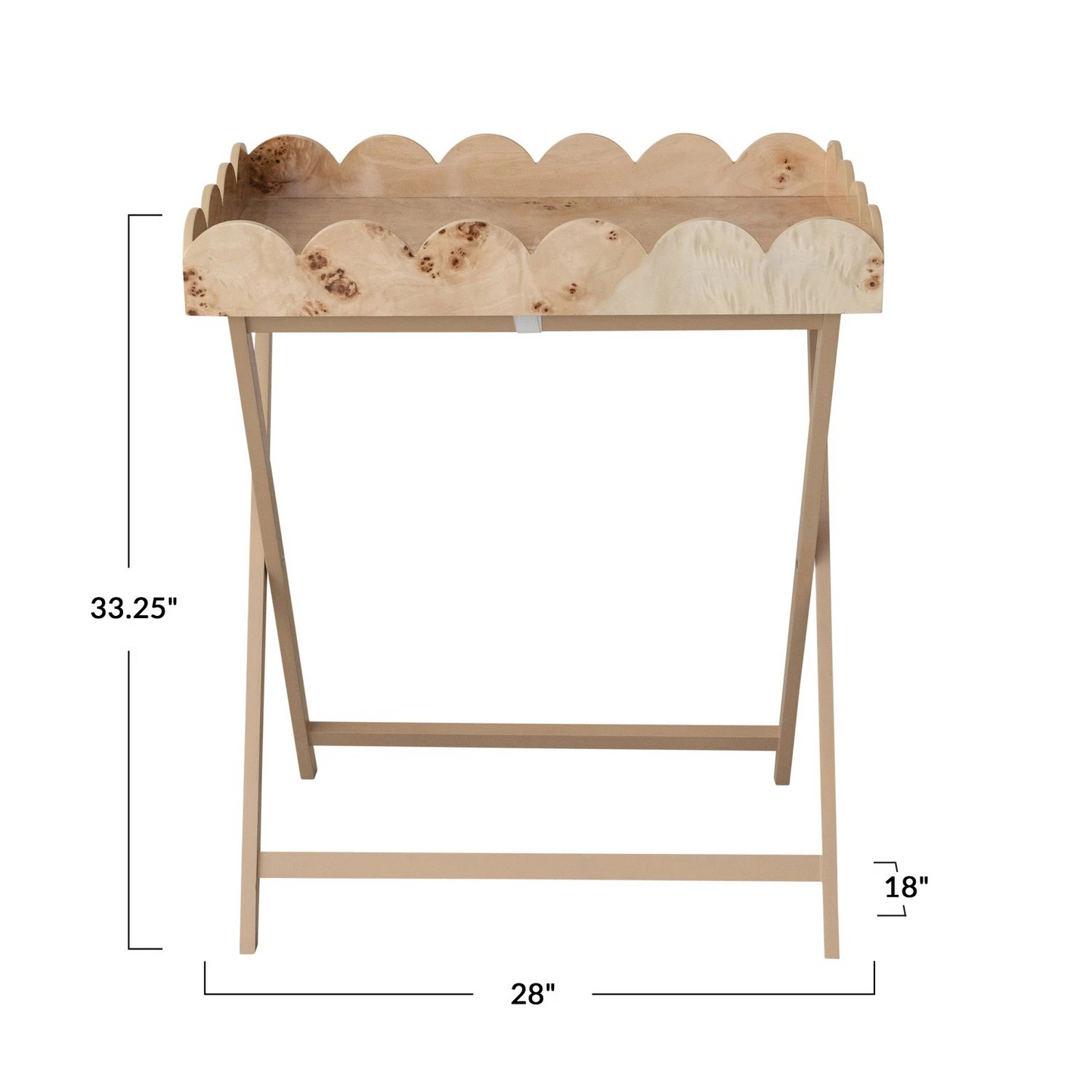 Folding Table w/ Removable Scalloped Tray