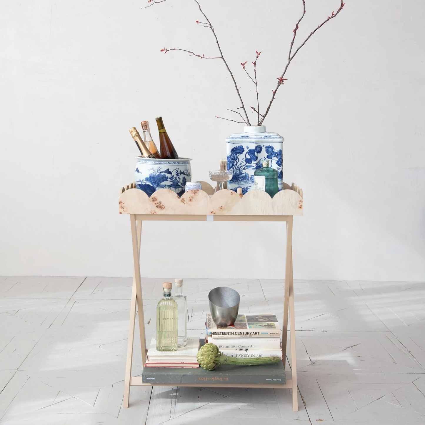 Folding Table w/ Removable Scalloped Tray