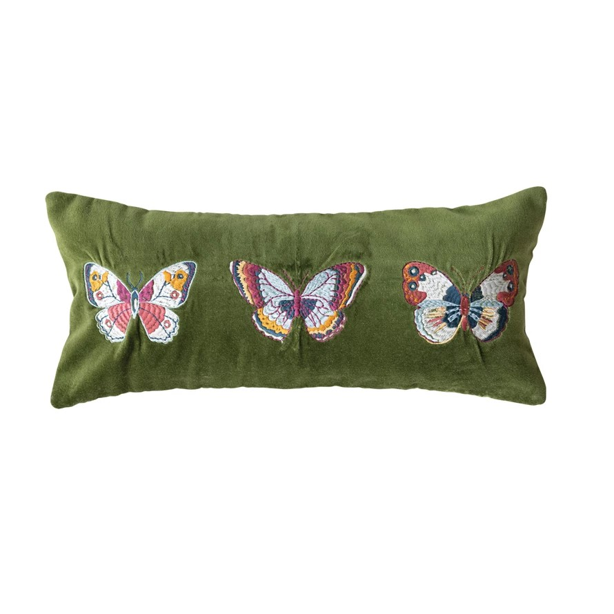 Embroidered Butterfly Pillow