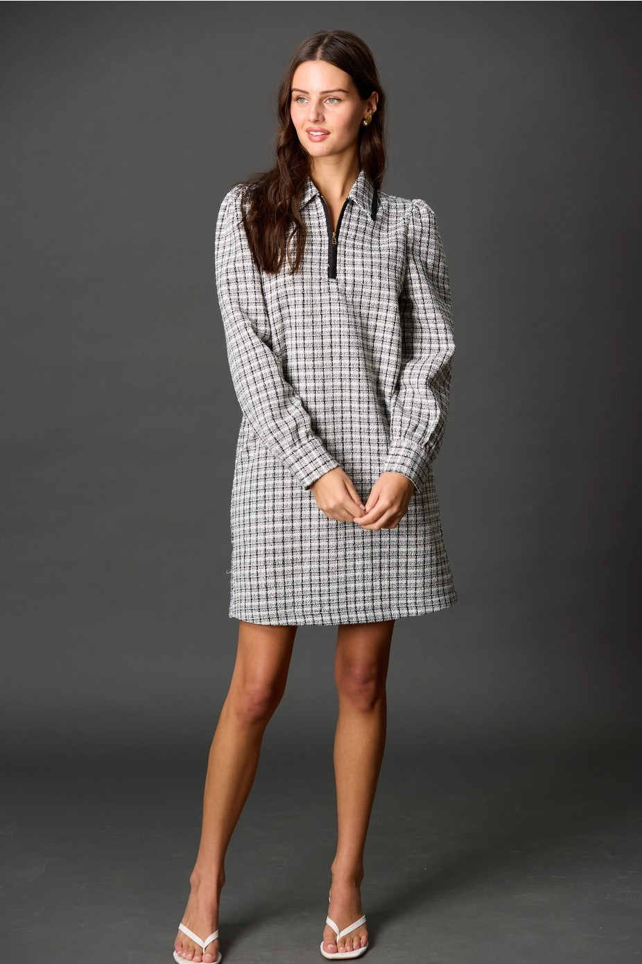 Boucle Quarter Zip Dress