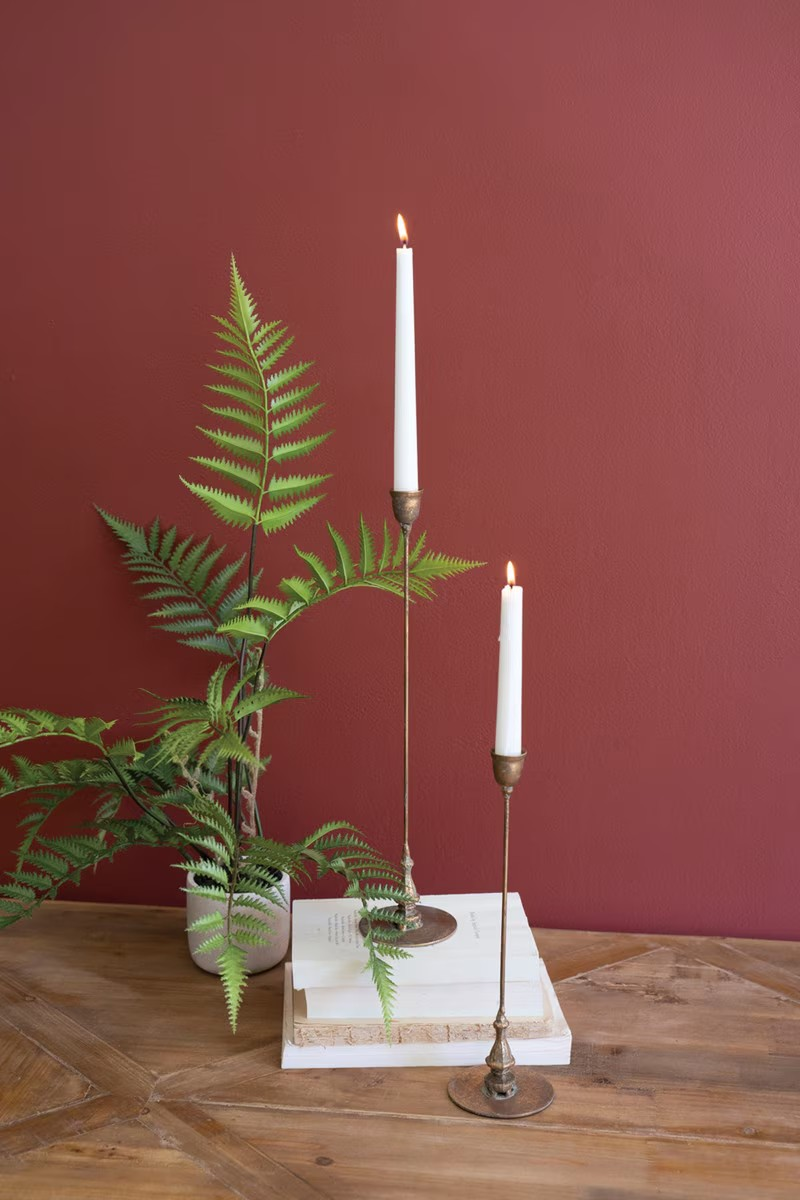 Tall Antique Brass Taper Holders