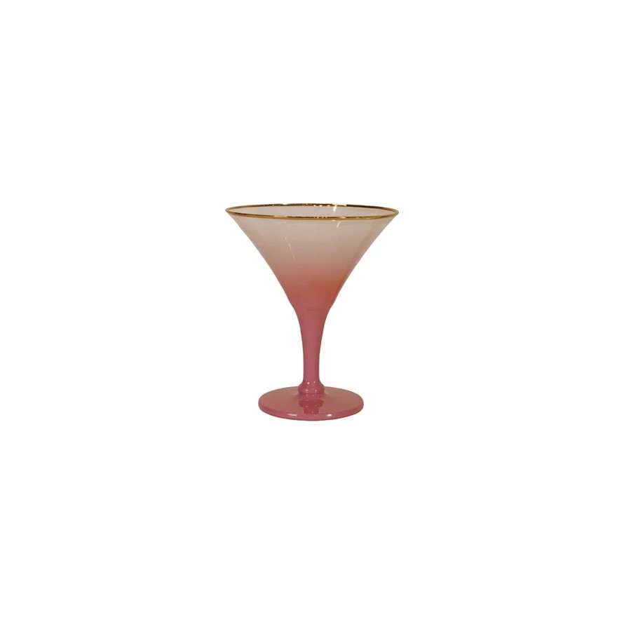 Pink Cocktail Glass w/ Gold Rim