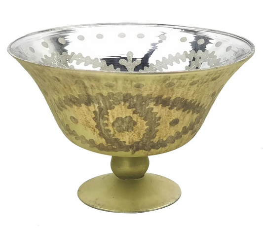 Antique Olive Etched Compote