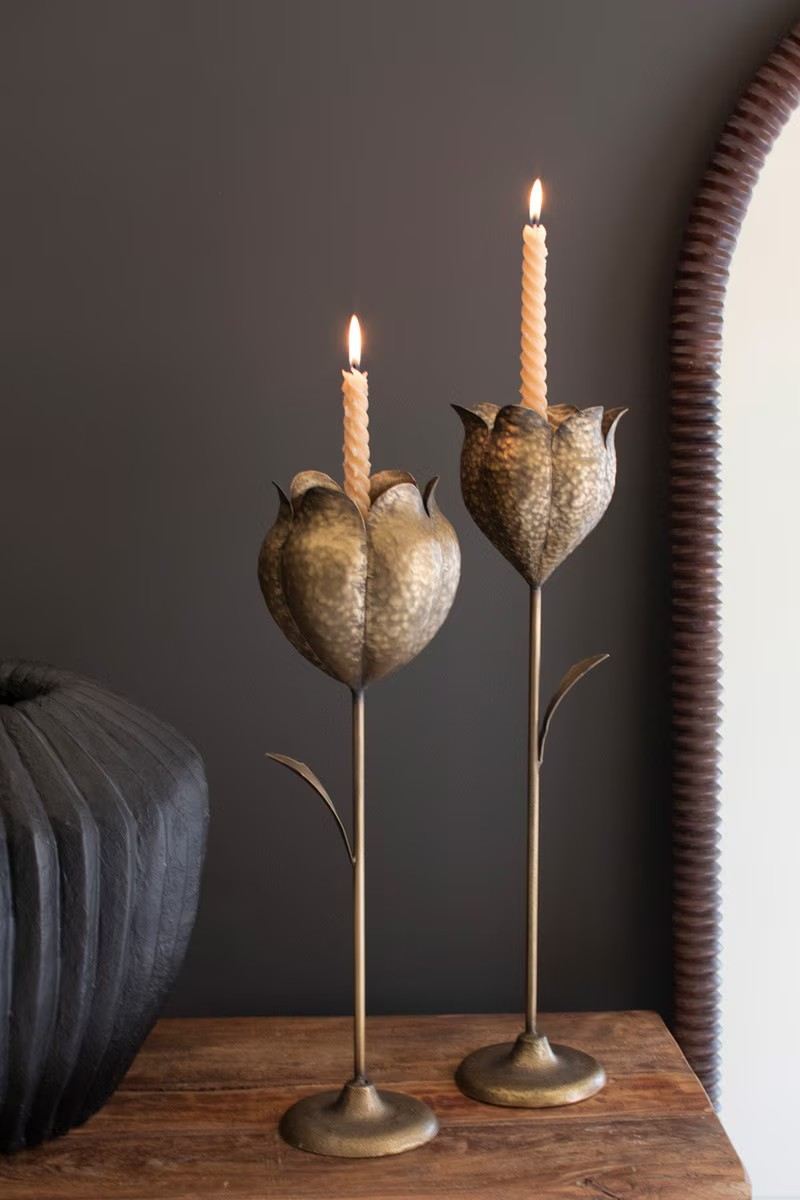 Brass Tulip Candlestick Holder