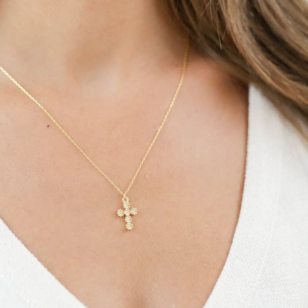 Floral Cross Necklace