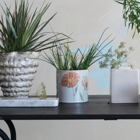 Floral Stoneware Planter