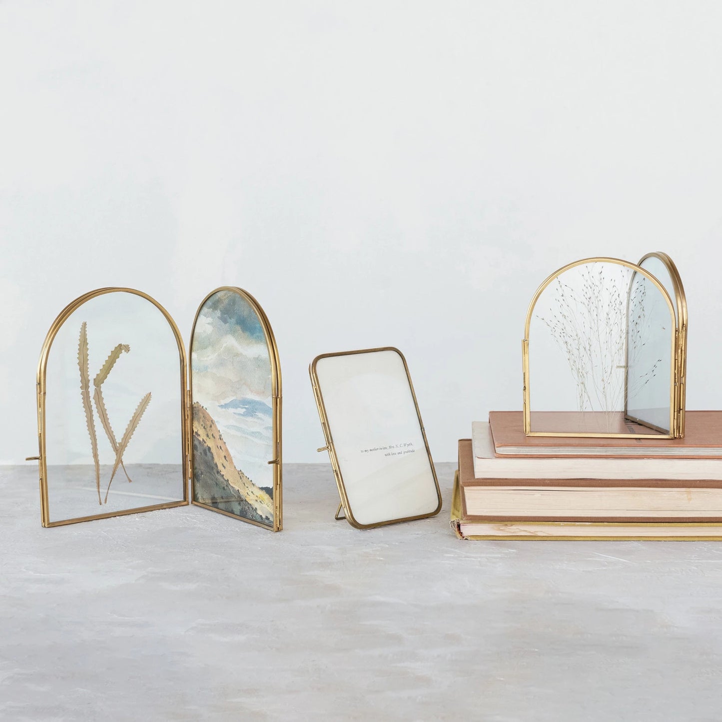Arched Brass Standing Photo Frame