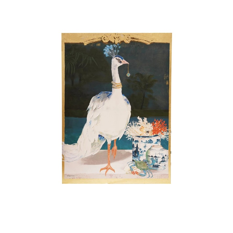 Golden Peacock Framed Canvas