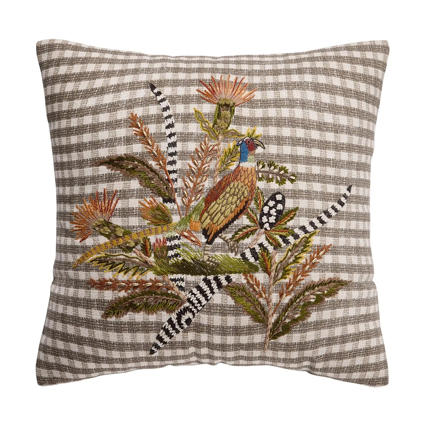 Harvest Pheasant Embroidered Pillow