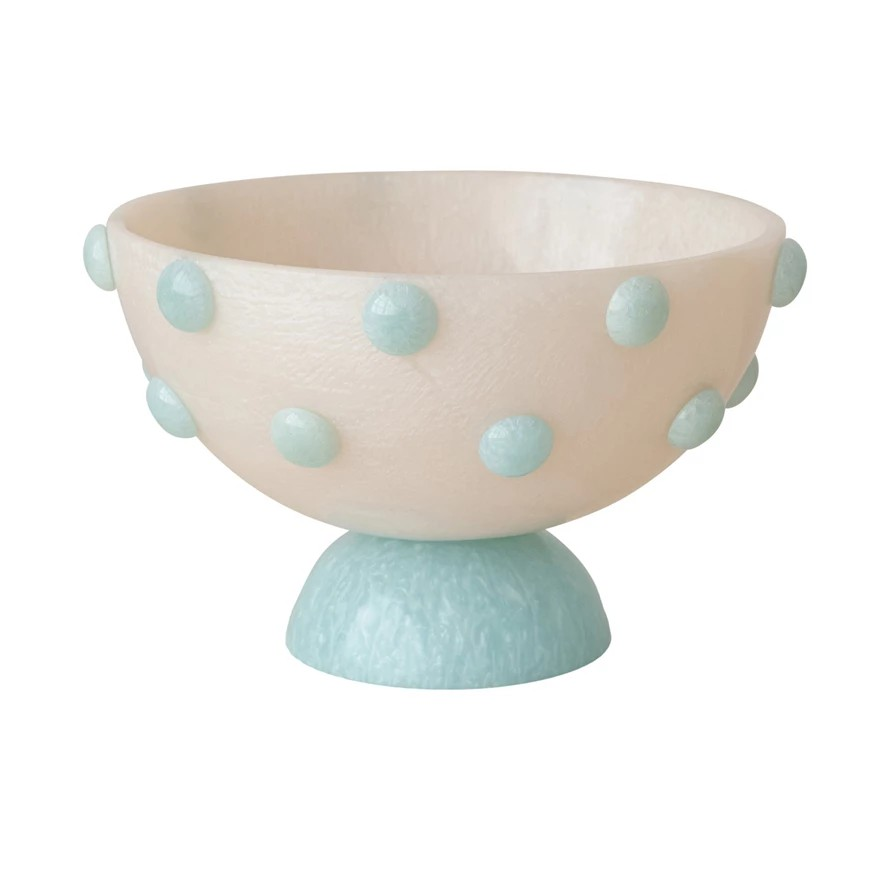 Marbled Resin Hobnail Footed Bowl