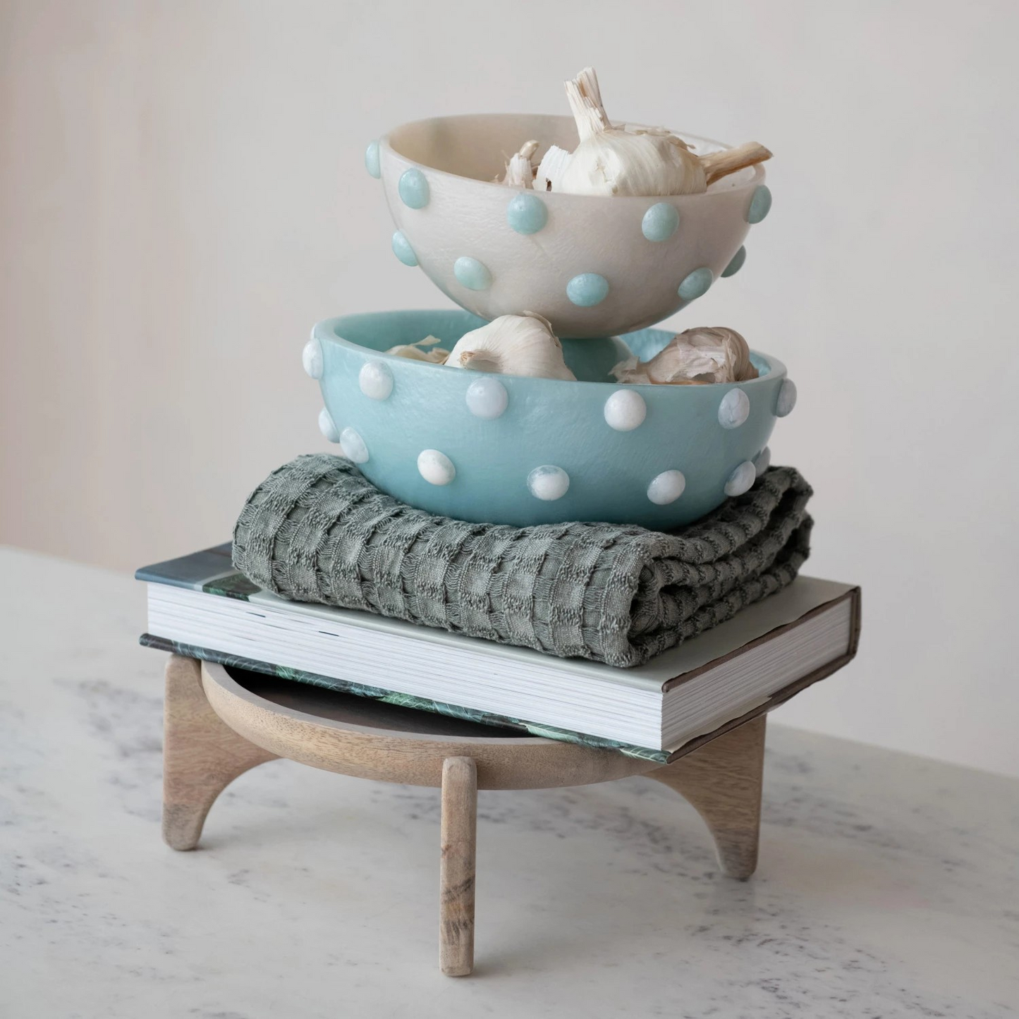 Marbled Resin Hobnail Bowl