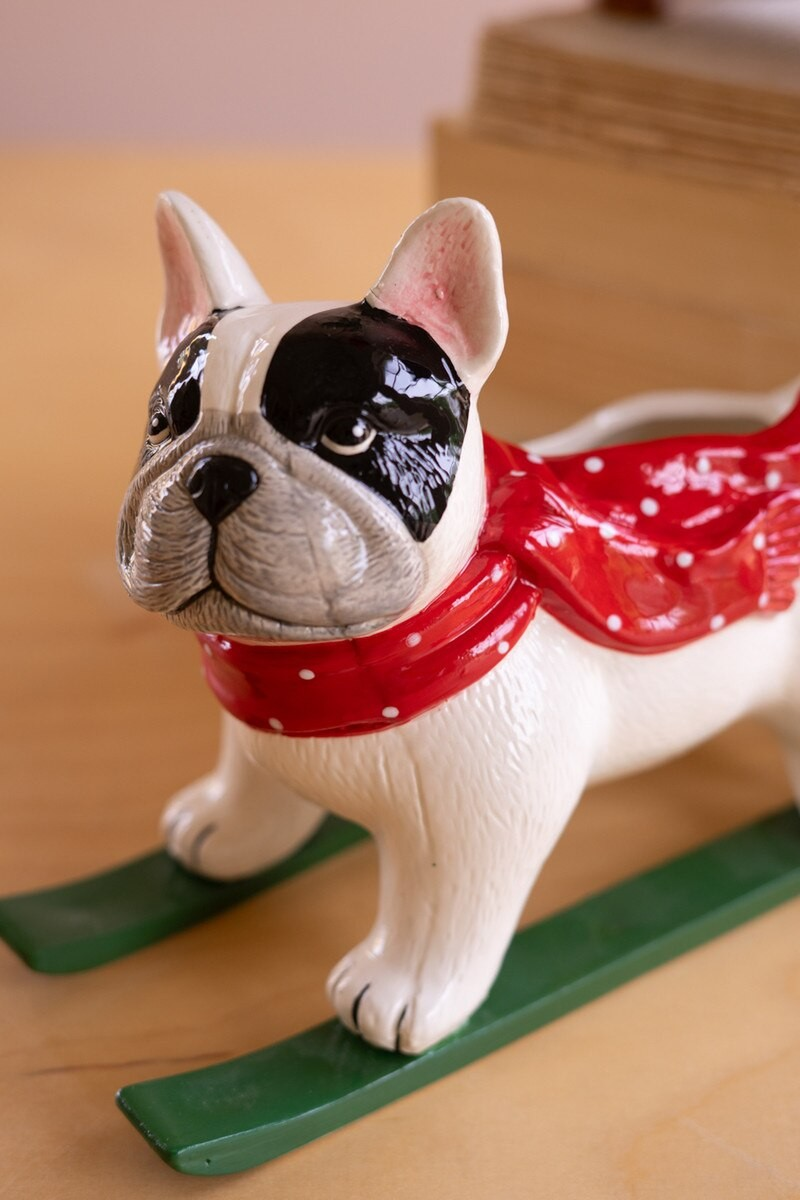 Skiing Dog Planter