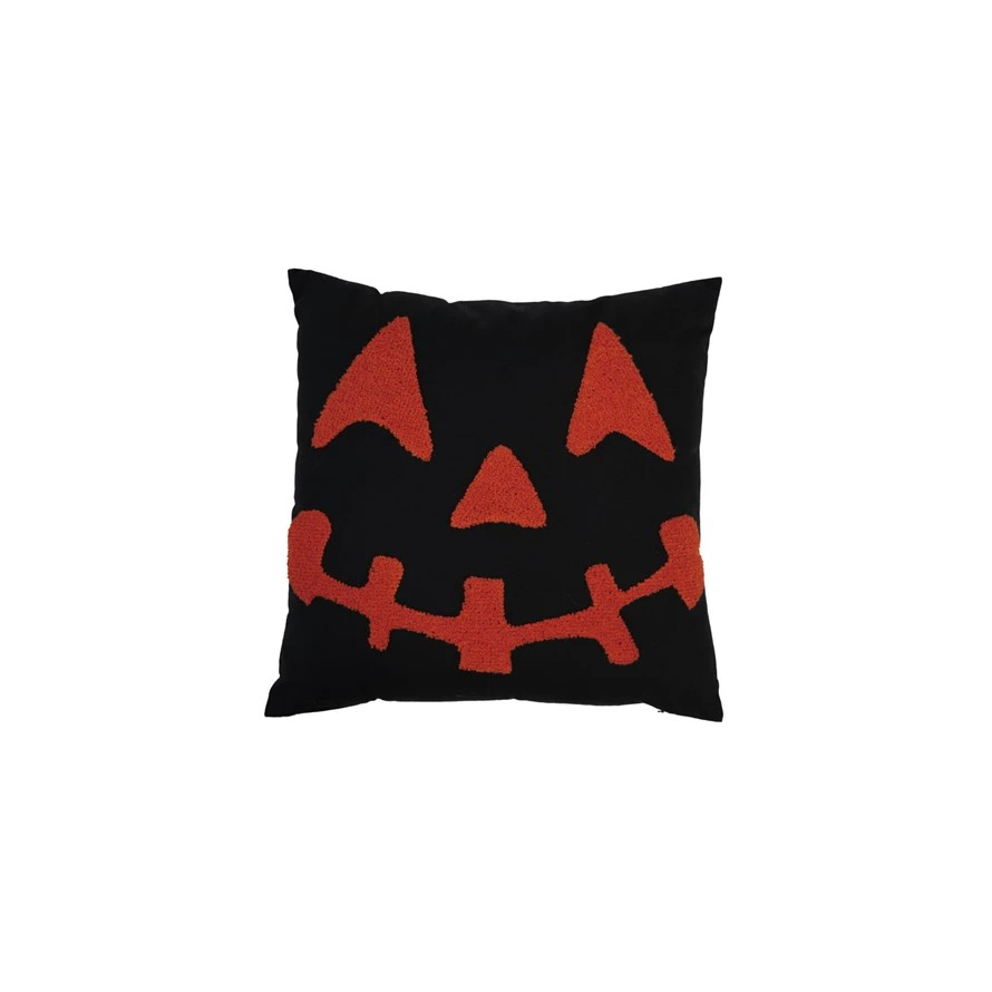 Embroidered Jack-O-Lantern Pillow