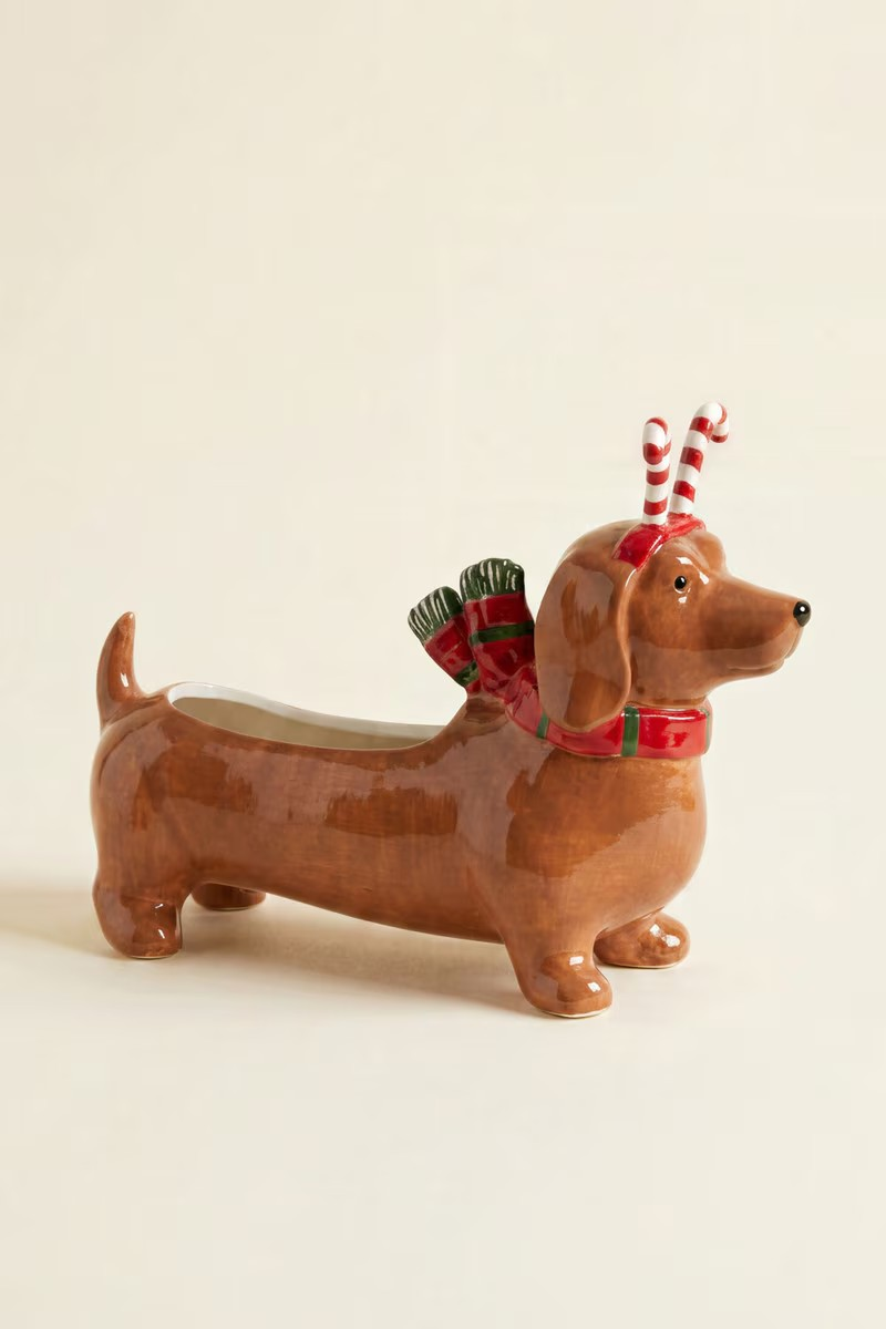 Christmas Dachshund Planter