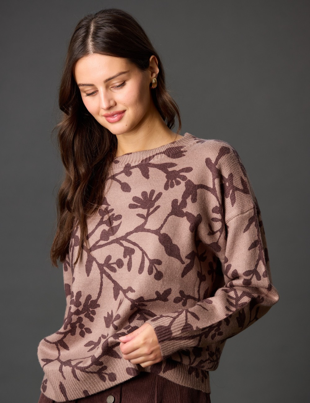 Mauve Floral Sweater