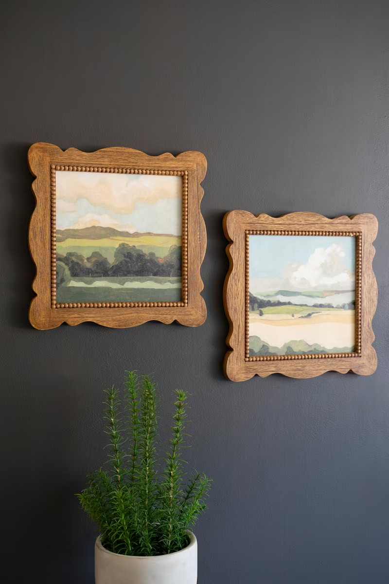 Scalloped Wood Framed Landscape