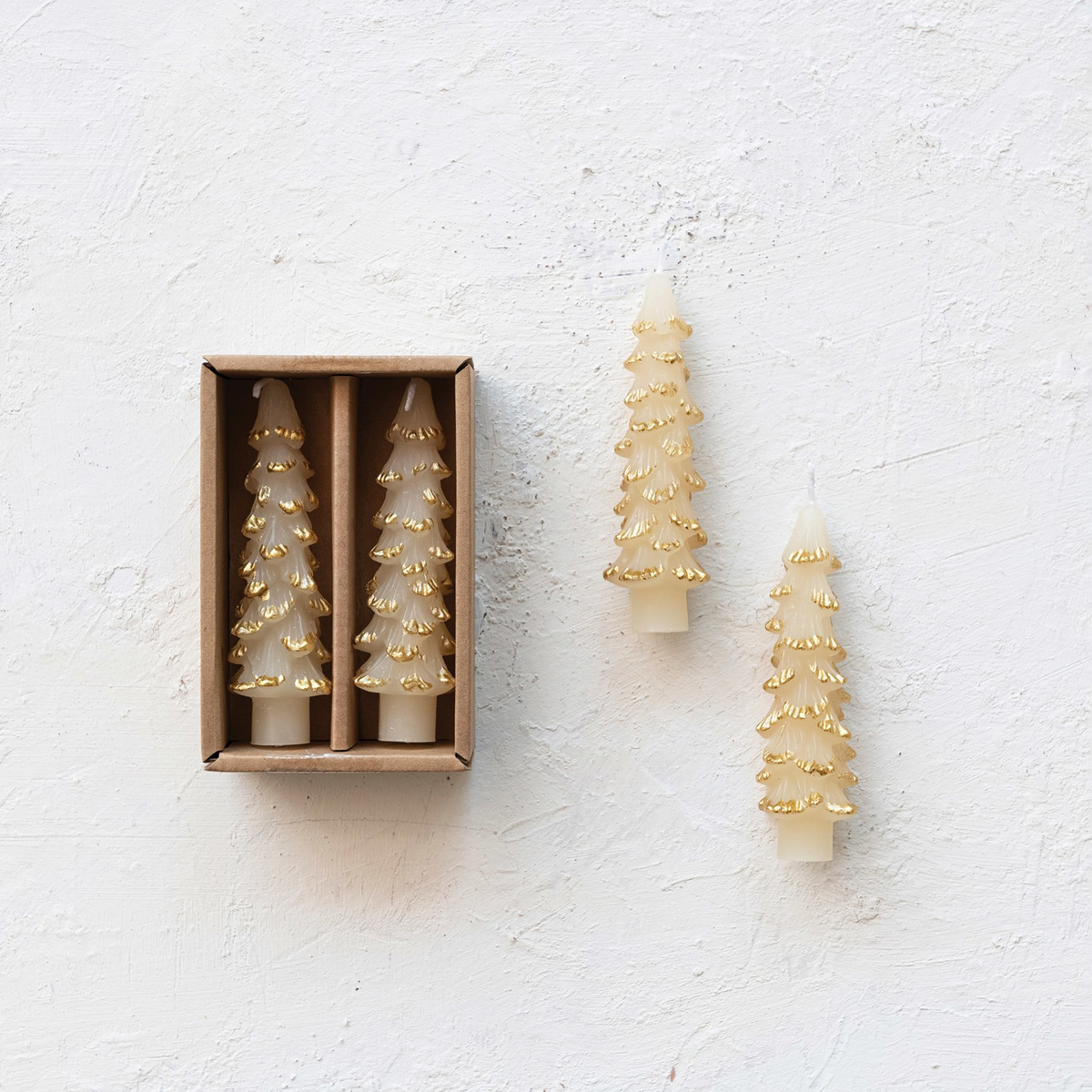 Cream Mini Christmas Tree Tapers