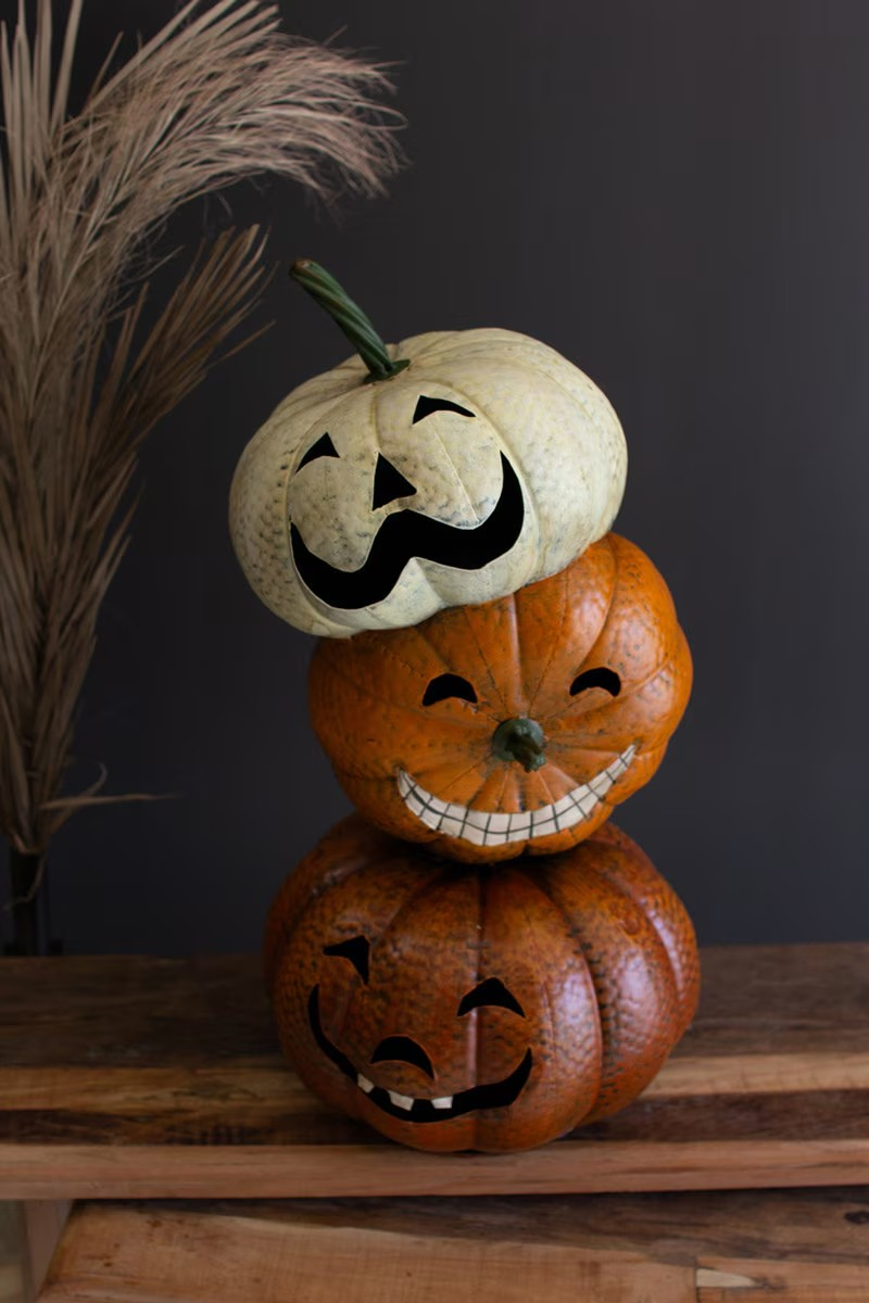 Metal Halloween Stacked Jack-O-Lanterns