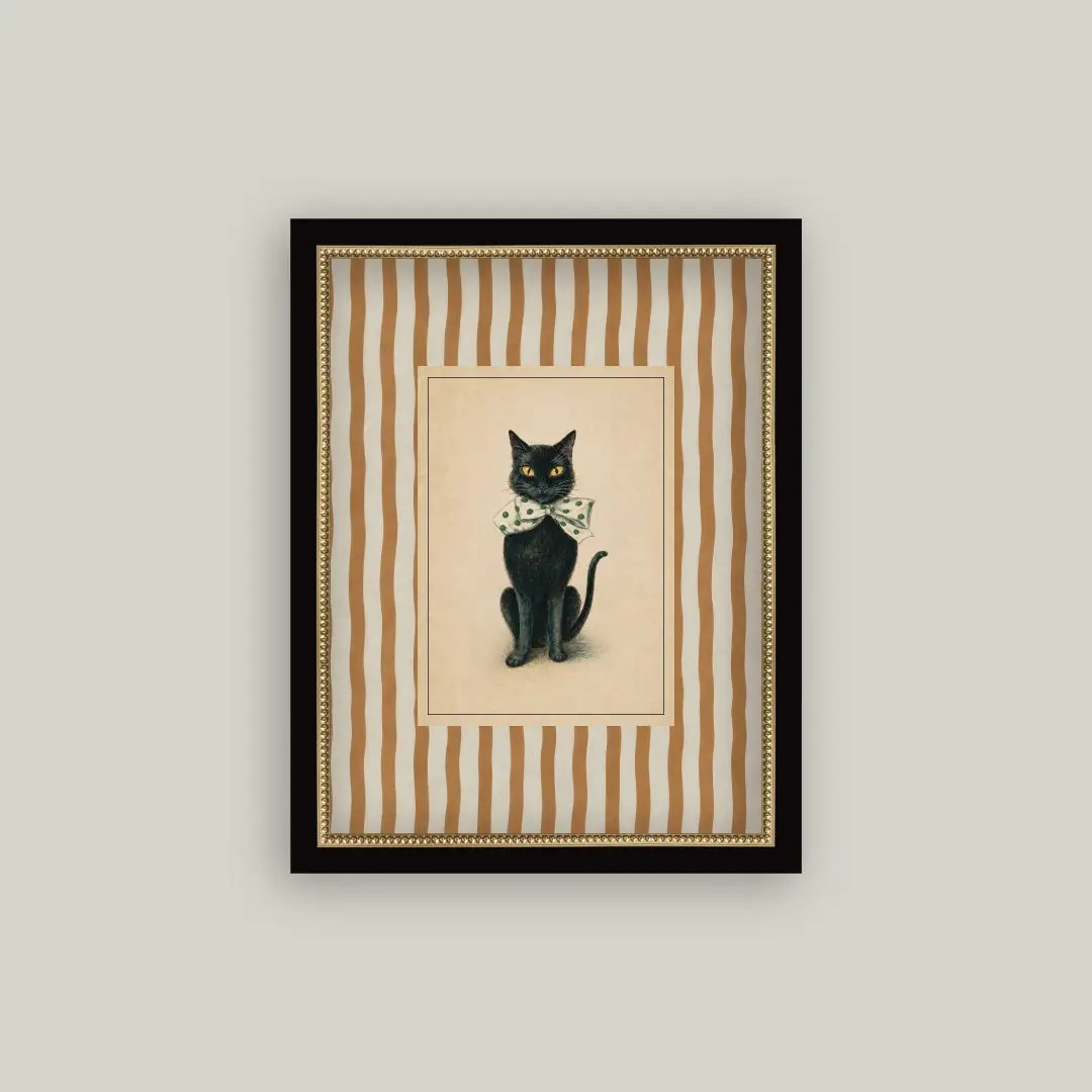Black Cat on Stripes