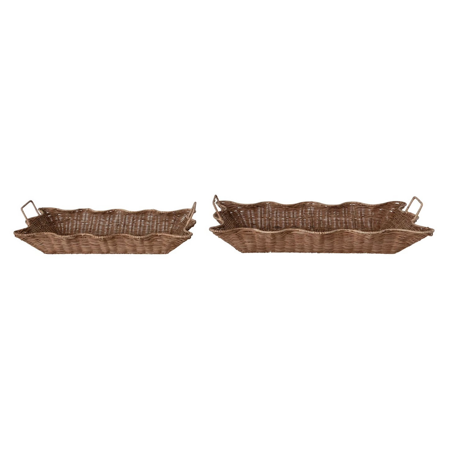 Scalloped Rattan Trays