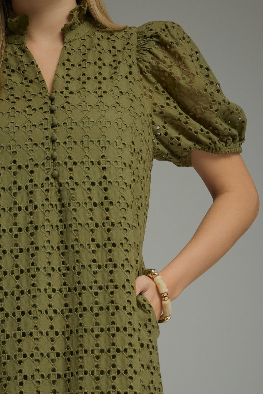 Olive Eyelet Dress