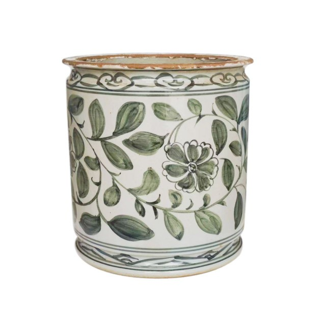 Olive Twisted Lotus Orchid Pot