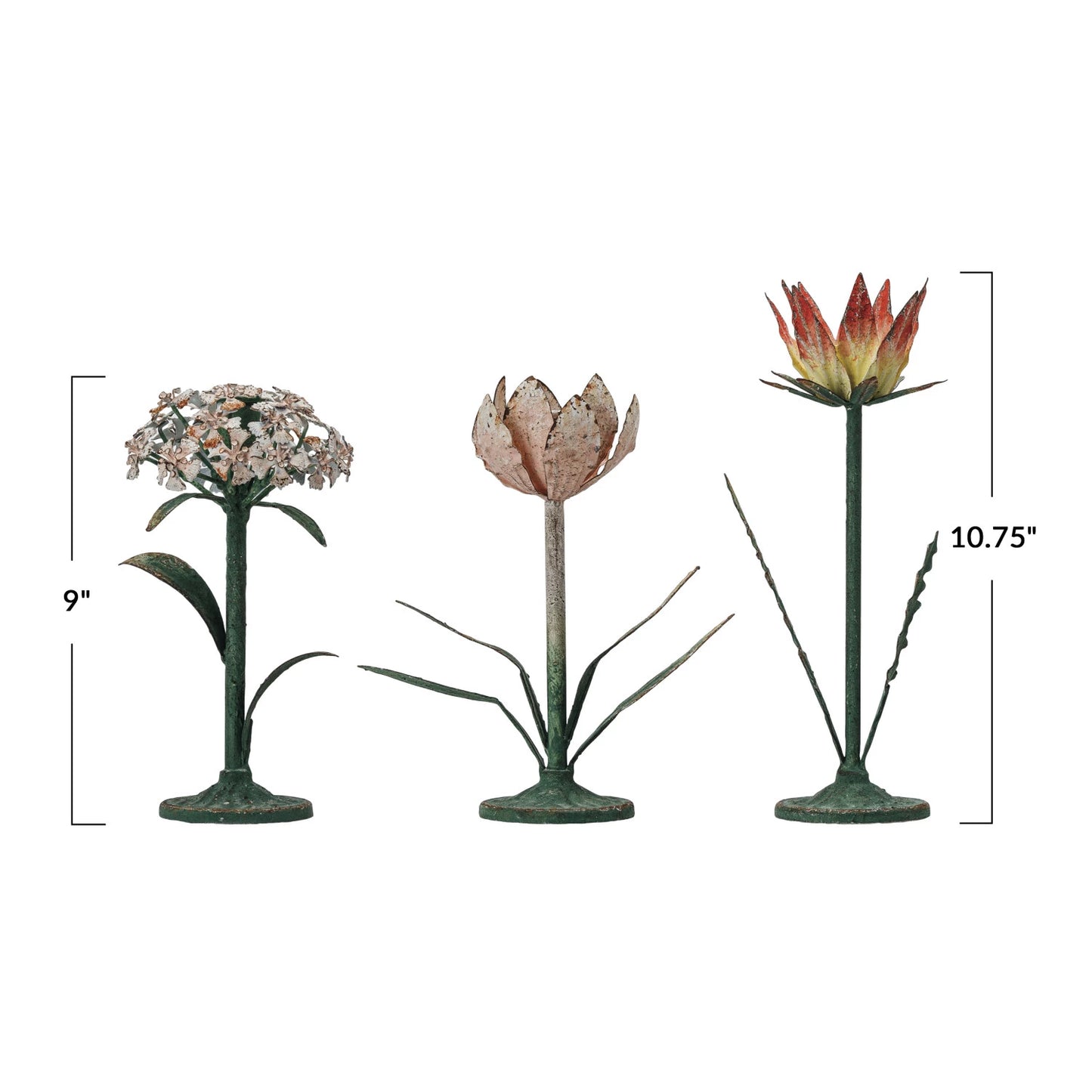 Painted Metal Flower Candlestick Holder