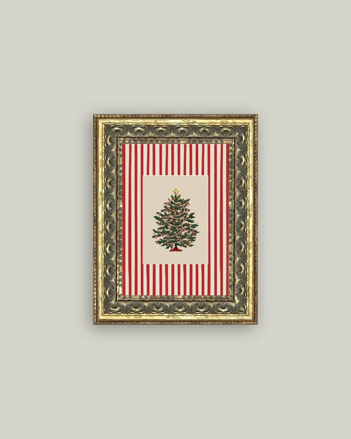 Framed Peppermint Stripe Christmas Tree