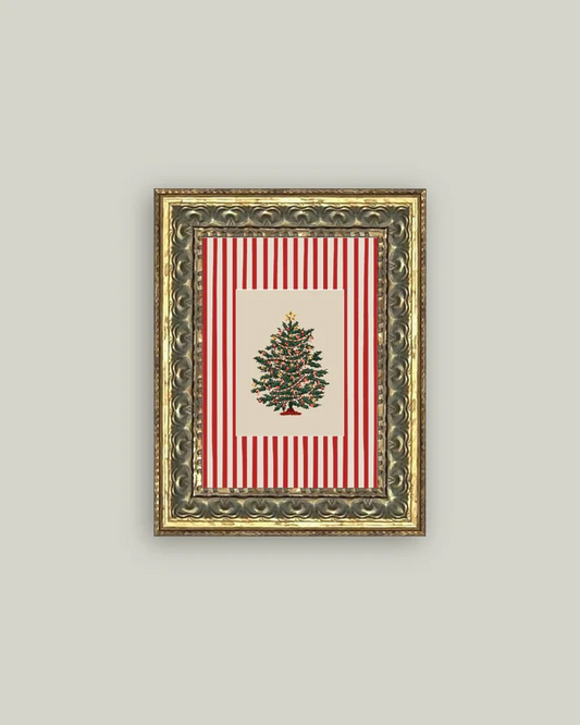 Framed Peppermint Stripe Christmas Tree