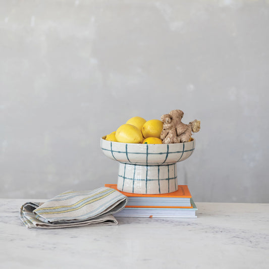 Hand-painted Stoneware Footed Bowl