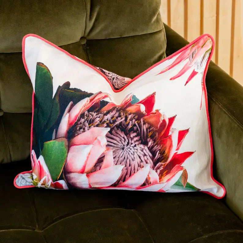 Protea Linen Lumbar Pillow