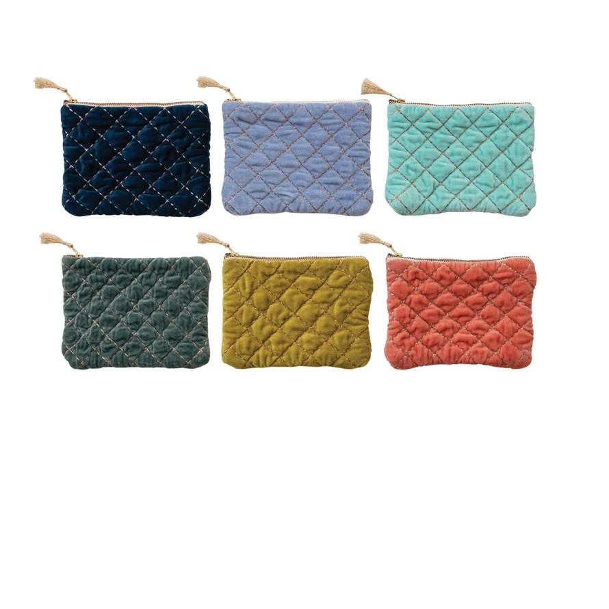 Quilted Cotton Velvet Pouch
